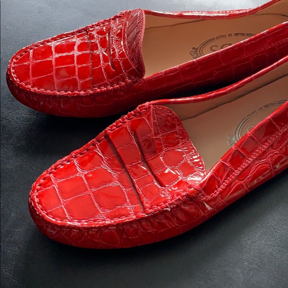 Red Tod’s Leather Gommini' Driving Moccasin 36.5